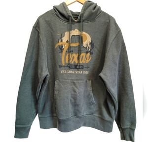 XL Cotton Blend Graphic "Texas" Kangaroo Pocket Long Sleeve Hooded Sweatshirt